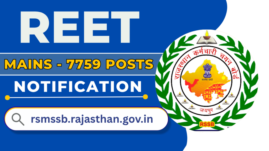 REET Mains Notification 2025 – 7,759 Vacancies, Application Starts Soon at rsmssb.rajasthan.gov.in